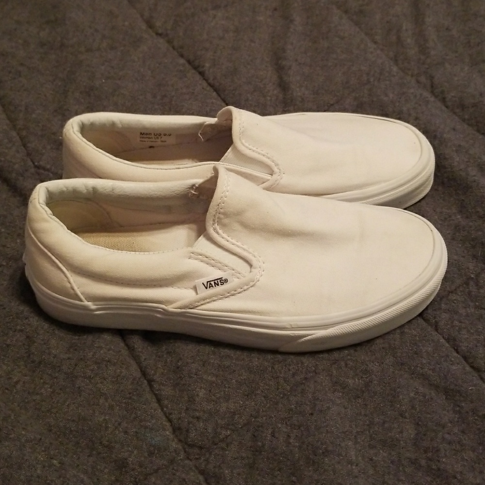 White slip on vans